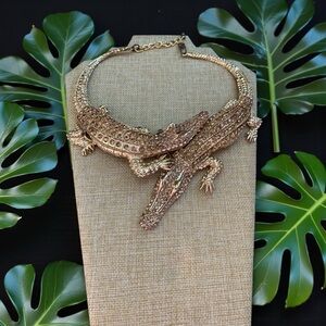 Gold Crocodile Statement Necklace